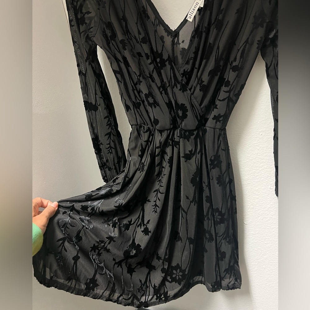 Black long sleeve mini dress